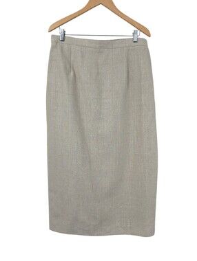 Ambitions Linen Vintage Neutral Beige Tea Length Skirt